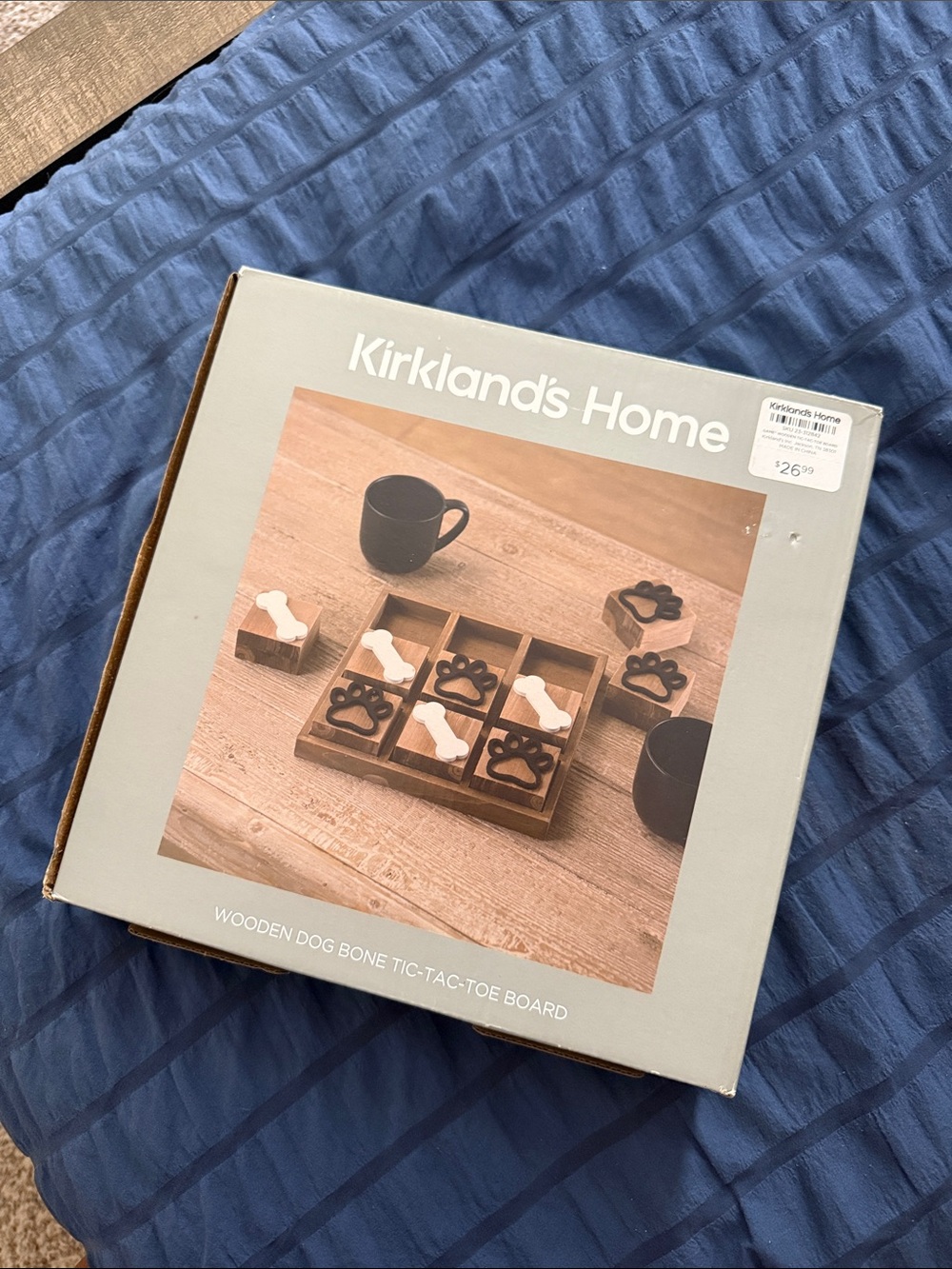 Kirklands Wooden Dog Bone Tic-Tac-Toe Set - Brown & Black